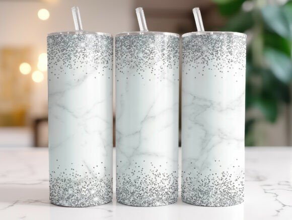 Download Silver Glitter Marble 20oz Tumbler Wrap - Silver glitter Collection