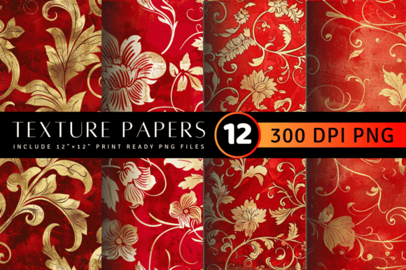 Download Red and Gold Luxury Floral Texture Digit - Premium Resources