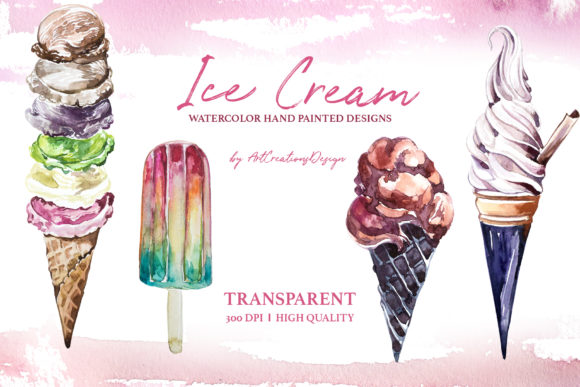 Download Watercolor Ice Cream Design Set - Ice cream design Collection