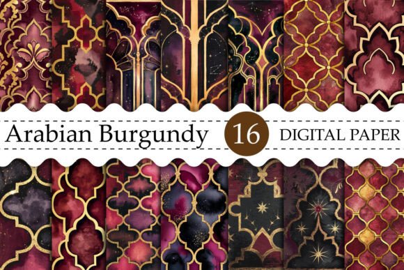 Download Arabian Burgundy Digital Paper - Premium Resources