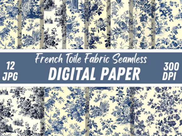 Download French Toile Floral Fabric Paper Pattern - Premium Resources