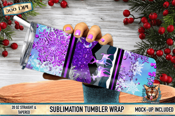 Download Winter Deer Glacial Ice Tumbler Wrap - Tumbler wrap Collection