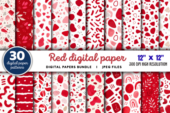 Download Red Digital Paper Graphics Bundle - Premium Bundle