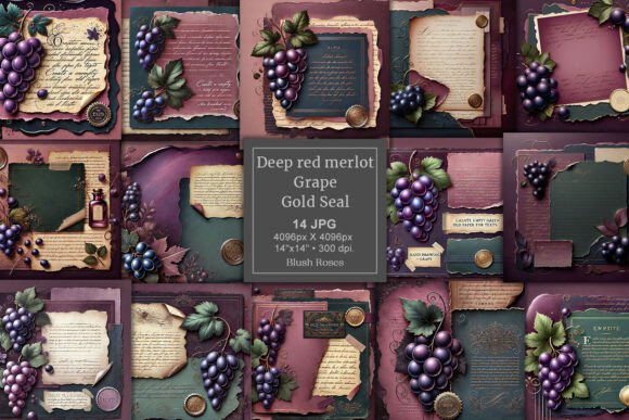 Download Vintage Lux Red Grape Gold Seal Burgundy - Premium Bundle