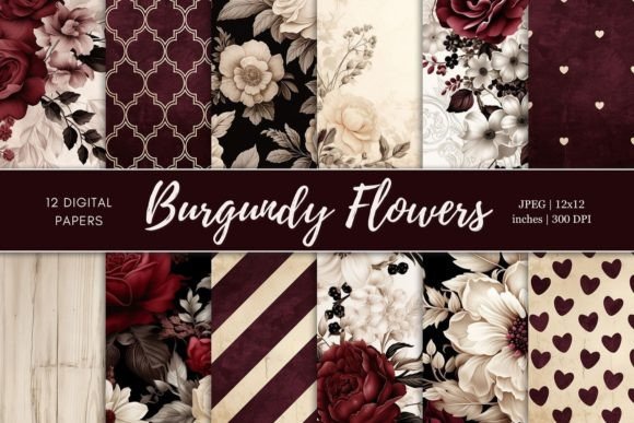 Download Burgundy Flowers Digital Backgrounds - Premium Resources