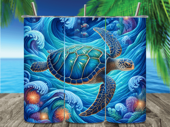 Download Deep Blue Ocean Sea Turtle Tumbler Wrap - Tumbler wrap Collection
