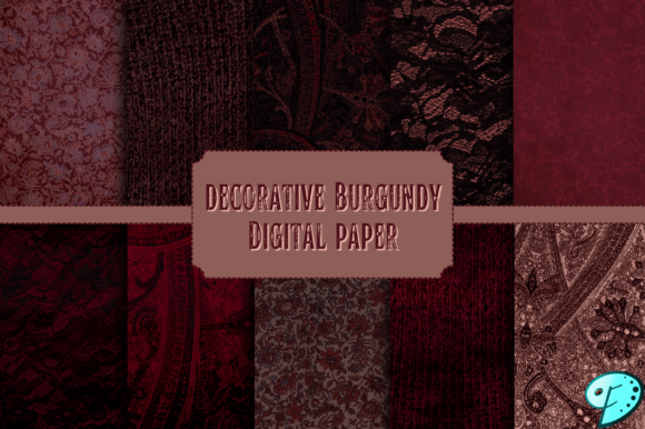 Download Decorative Burgundy Digital Paper Bundle - Burgundy digital paper Collection